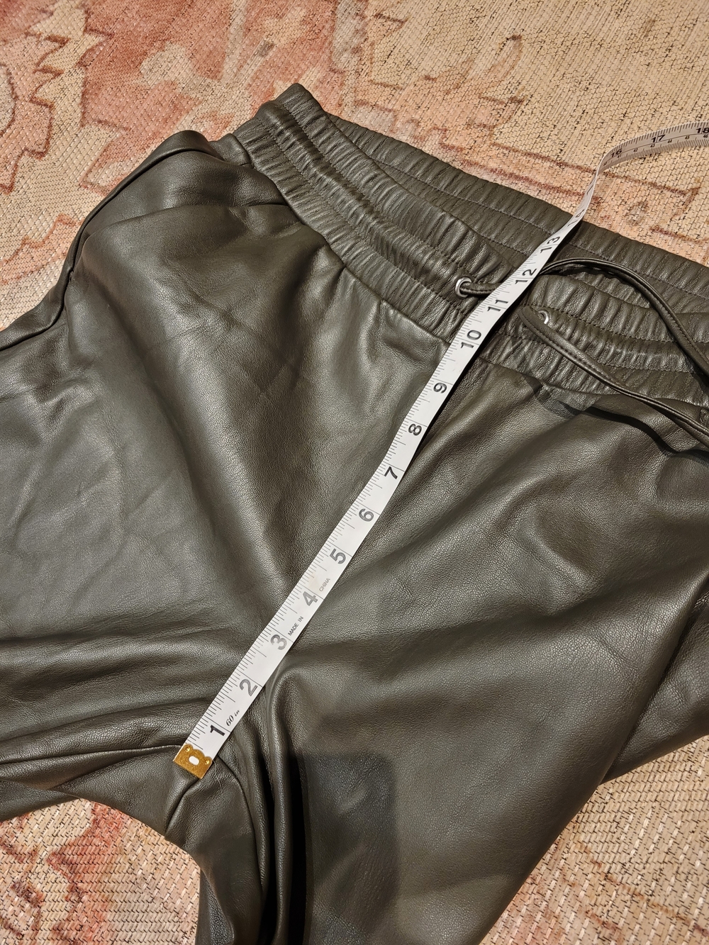 LOFT Olive Green Faux Leather Pull-on Barrel Jogger Pants - Picture 7 of 8